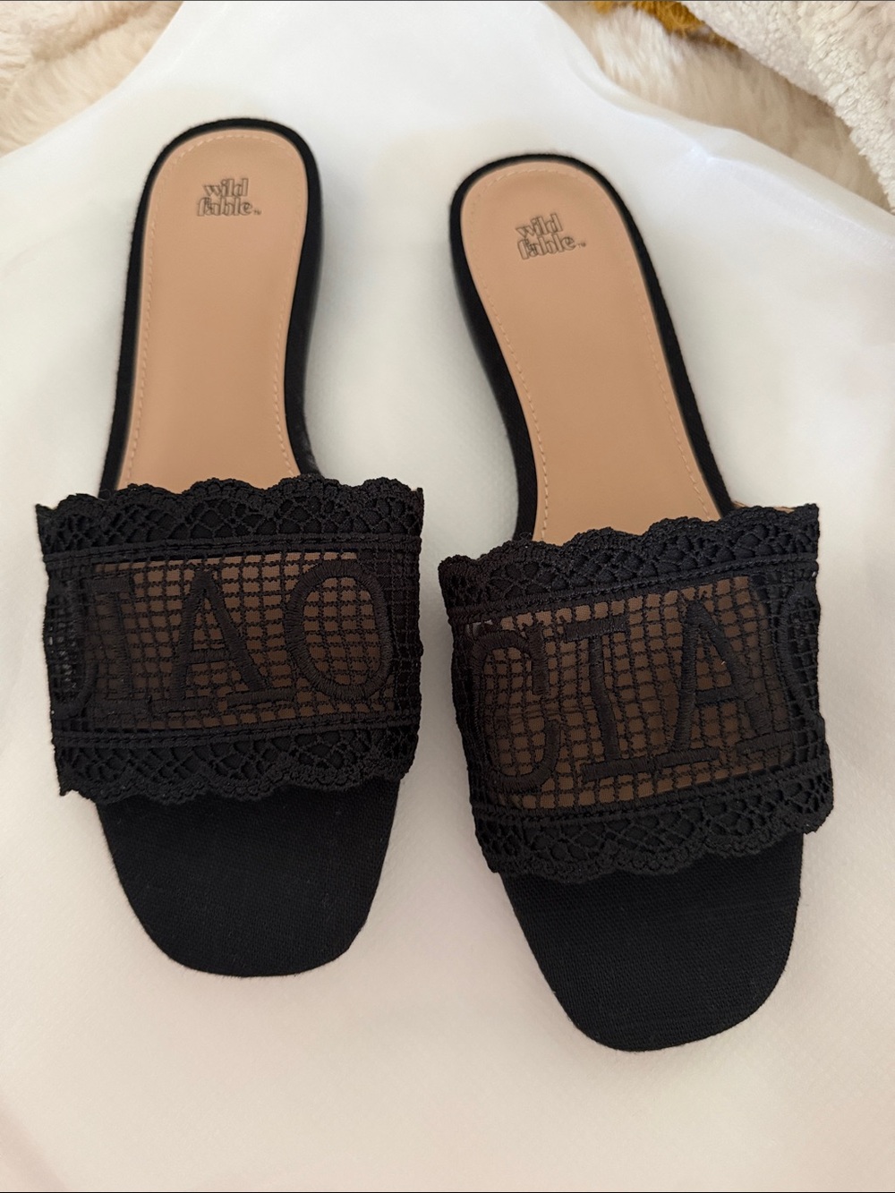 wild fable Black Lace Slide Mules